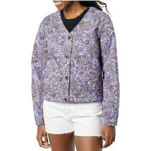 Goodthreads Women's XS Purple Paisley Cotton Poplin Quilted Transitional Jacket